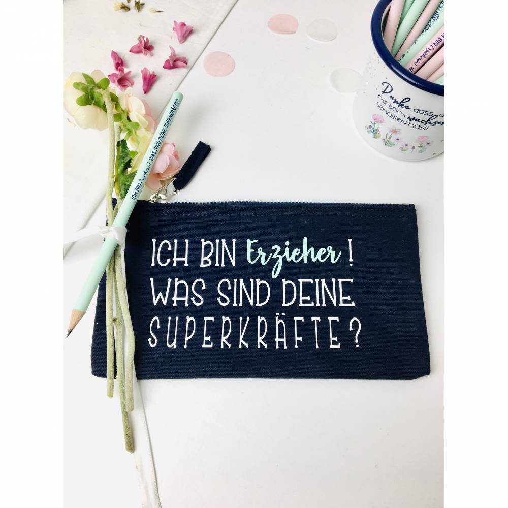 Stiftemäppchen personalisiert "Ich bin Erzieher! Was sind Deine Superkräfte?"