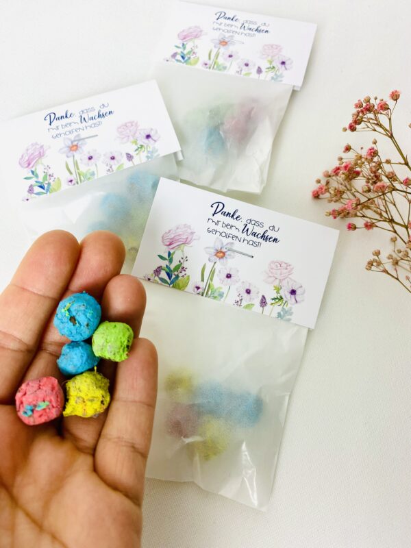 Mini Blumensamenbomben, Produktbild Danke, dass du mir beim wachsen geholfen hast!