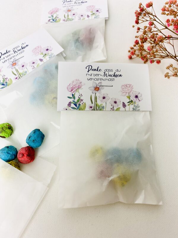 Mini Blumensamenbomben, Produktbild Danke, dass du mir beim wachsen geholfen hast!