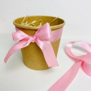 Geschenkband, Satinband hellrosa, Papierbecher Erziehergeschenke Verpackung