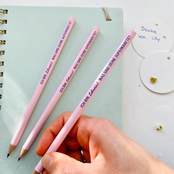 rosa Bleistift, Ich bin Lehrerin was sind deine Superkräfte, Lehrerabschiedsgeschenk