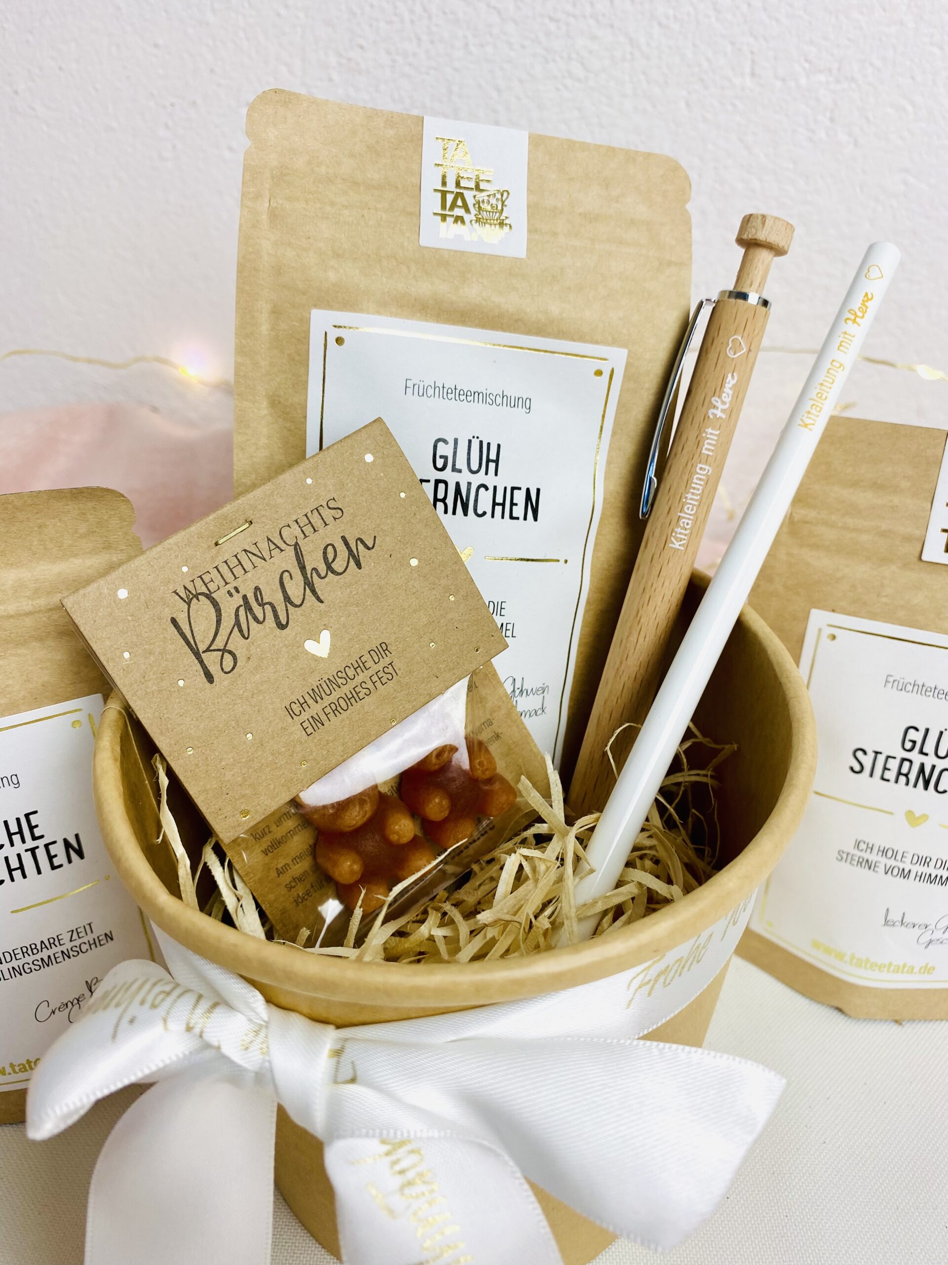 Tee Bären - Weihnachtsgeschenk Kitapersonal Lehrer - Ich wünsch dir ein frohes Fest, Orange Zimt (2)