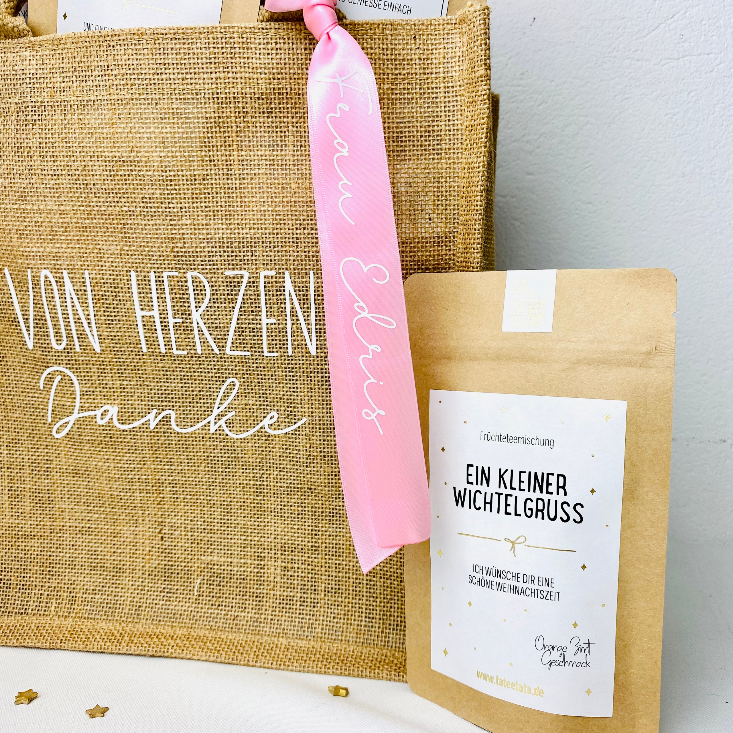 Geschenktasche aus Jute | von Herzen Danke