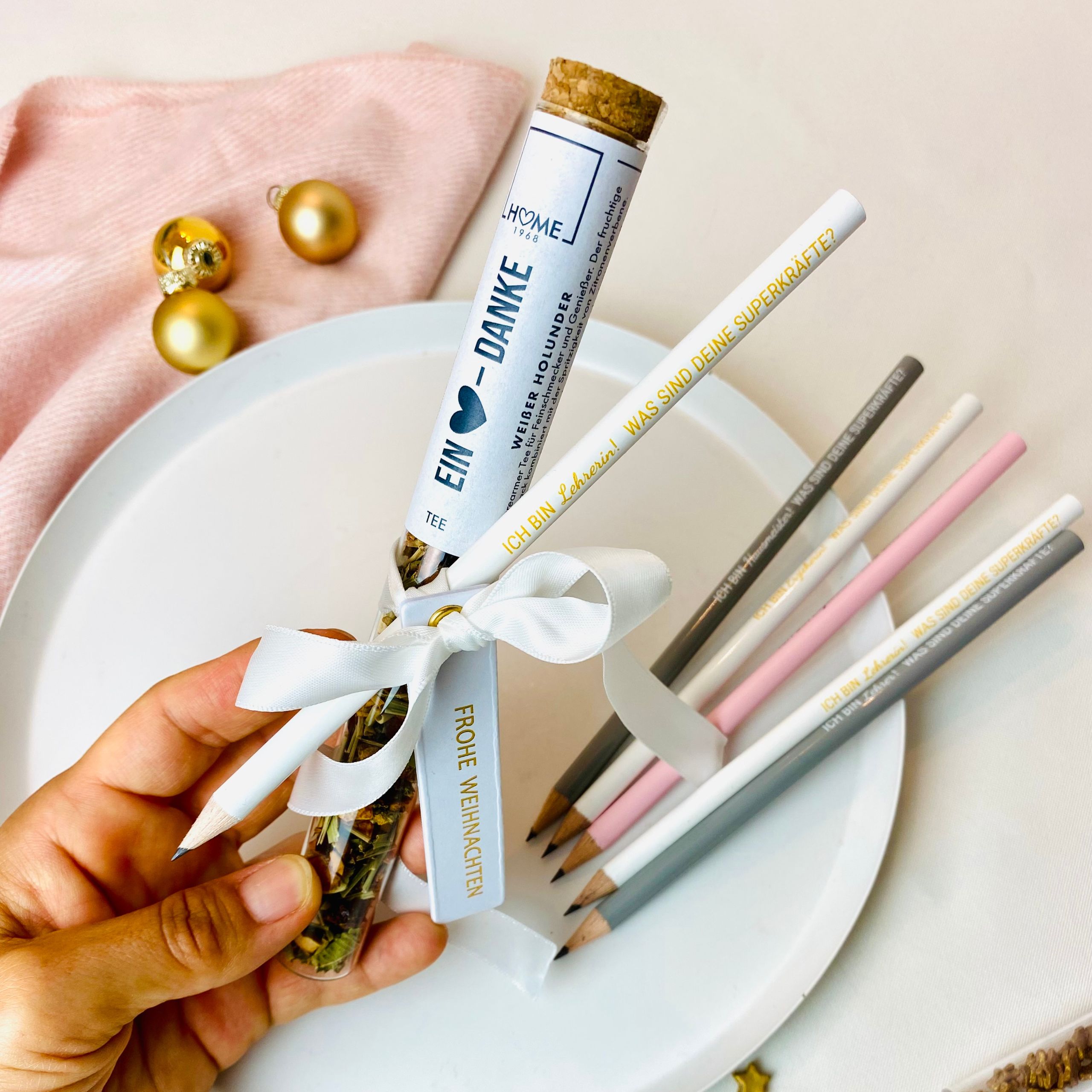 Geschenkset -  EIN herzliches DANKE - mit Bleistift & Tee